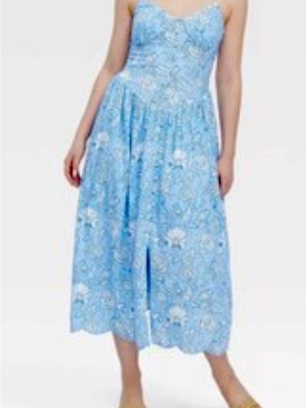 Roller Rabbit Light Blue Floral Midi Dress with pockets